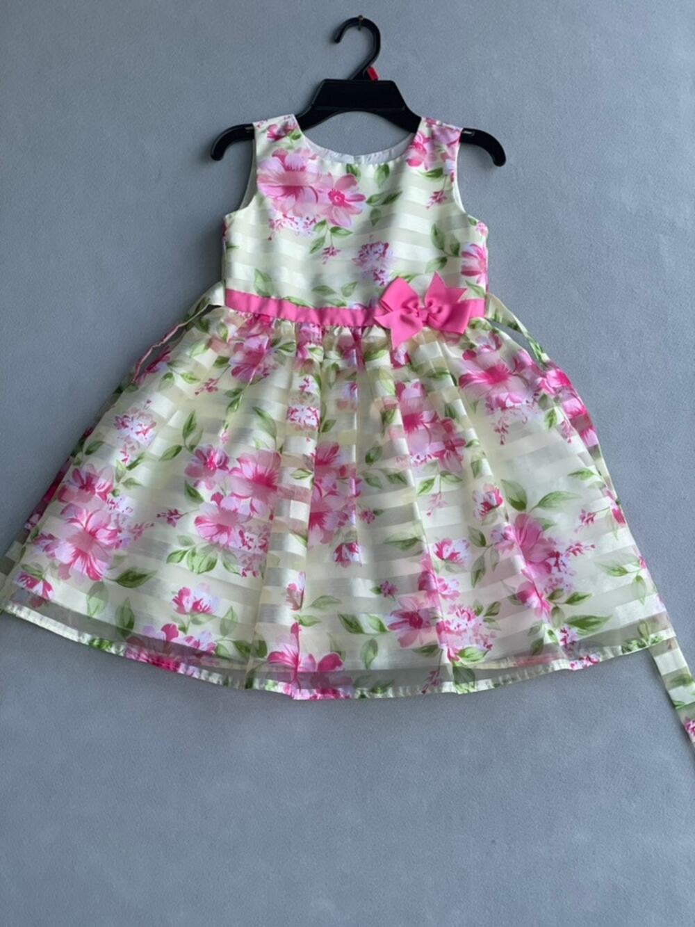 JONA MICHELLE YELLOW AND PINK FLORAL ORGANZA SPECIAL OCCASION GIRL’S DRESS 6T